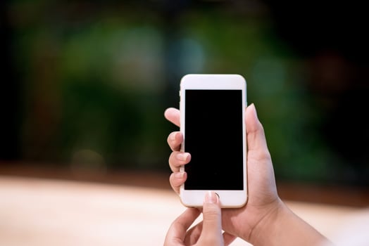 Hands and screen phones are empty. White phone Communication Concepts by Phone And to do business online. photo