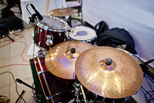 Set of musical instruments drums at club photo