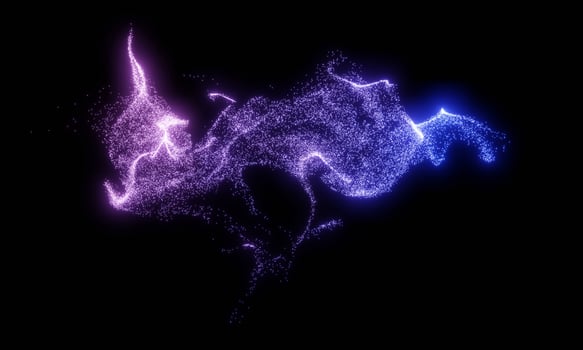 Abstract purple , pink , red and blue glitter particles background use for wallpaper. Multi-colored fluorescent dust.Simulate cosmic radiation waves. 3D rendering. photo