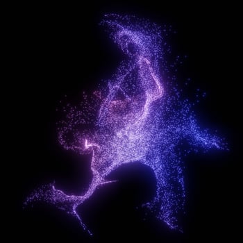 Abstract purple , pink , red and blue glitter particles background use for wallpaper. Multi-colored fluorescent dust.Simulate cosmic radiation waves. 3D rendering. photo