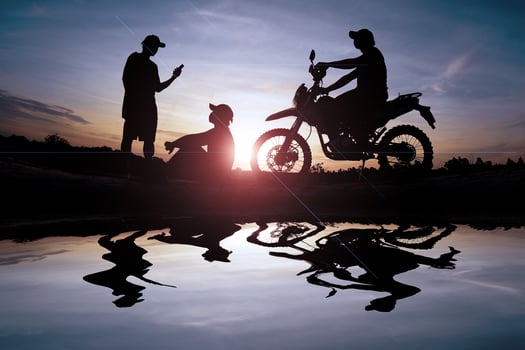 man with motocross bike photo