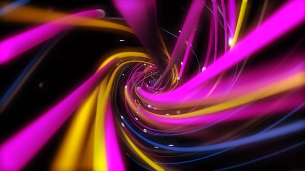 Digital multicolor strings lines twisting. Geometric abstract background photo