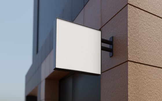 Square sign mockup with office wall photo