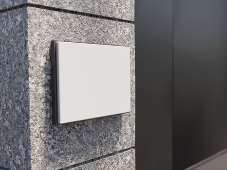 Square sign mockup with office wall photo