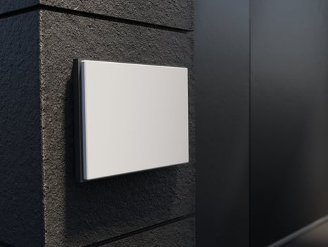 Square sign mockup with office wall photo