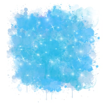 Sky blue watercolor backgrounds. Dreamy splash glitter starry colorful clouds photo