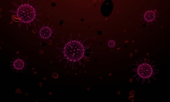 Coronavirus 2019-nCov novel coronavirus cell concept. Dangerous flu strain cases as a pandemic. Microscope virus close up. 3d rendering. photo