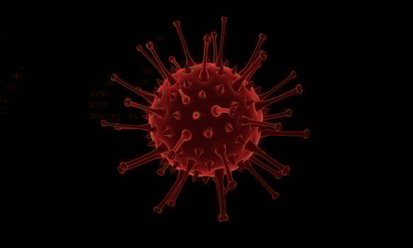 Covid-19 virus nCoV Concept. Abstract bacteria or virus cell in spherical shape with long antennas. Corona virus from  Wahan , China crisis concept. Pandemic or virus infection concept - 3D Rendering. photo