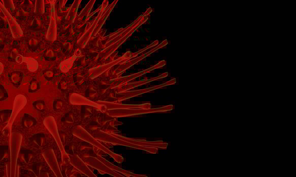 Covid-19 virus nCoV Concept. Abstract bacteria or virus cell in spherical shape with long antennas. Corona virus from  Wahan , China crisis concept. Pandemic or virus infection concept - 3D Rendering. photo