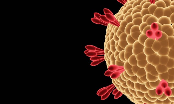 Covid-19 virus nCoV Concept. Abstract bacteria or virus cell in spherical shape with long antennas. Corona virus from  Wahan , China crisis concept. Pandemic or virus infection concept - 3D Rendering. photo