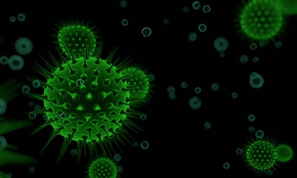 Covid-19 virus nCoV Concept. Abstract bacteria or virus cell in spherical shape with long antennas. Corona virus from  Wahan , China crisis concept. Pandemic or virus infection concept - 3D Rendering. photo