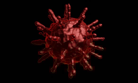 Coronavirus disease COVID-19 infection medical illustration. China pathogen respiratory influenza covid virus cells. New official name for Coronavirus disease named COVID-19. 3D Rendering. photo