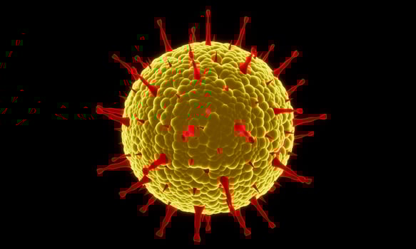 Coronavirus disease COVID-19 infection medical illustration. China pathogen respiratory influenza covid virus cells. New official name for Coronavirus disease named COVID-19. 3D Rendering. photo