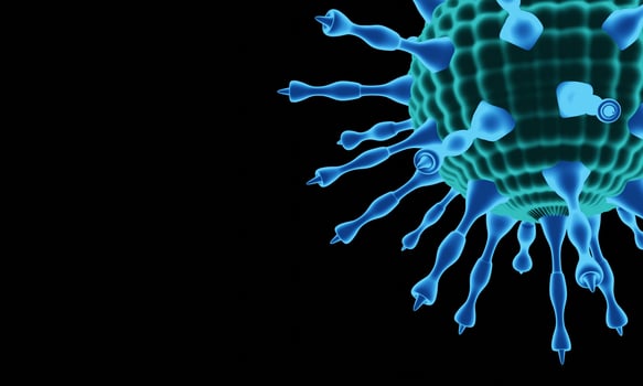 Coronavirus disease COVID-19 infection medical illustration. China pathogen respiratory influenza covid virus cells. New official name for Coronavirus disease named COVID-19. 3D Rendering. photo