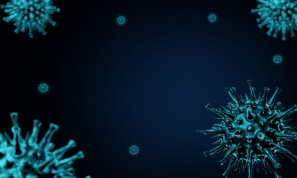 Coronavirus disease COVID-19 infection medical illustration. China pathogen respiratory influenza covid virus cells. New official name for Coronavirus disease named COVID-19. 3D Rendering. photo