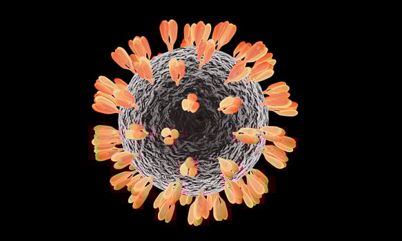 Coronavirus disease COVID-19 infection medical illustration. China pathogen respiratory influenza covid virus cells. New official name for Coronavirus disease named COVID-19. 3D Rendering. photo