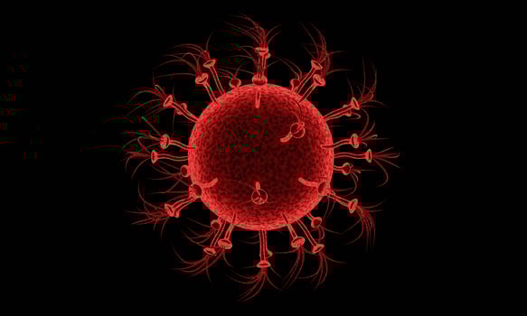 Coronavirus disease COVID-19 infection medical illustration. China pathogen respiratory influenza covid virus cells. New official name for Coronavirus disease named COVID-19. 3D Rendering. photo