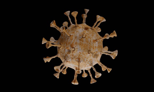 Coronavirus disease COVID-19 infection medical illustration. Pathogen respiratory influenza covid virus cells. New official name for Coronavirus disease named COVID-19. 3D Rendering. photo