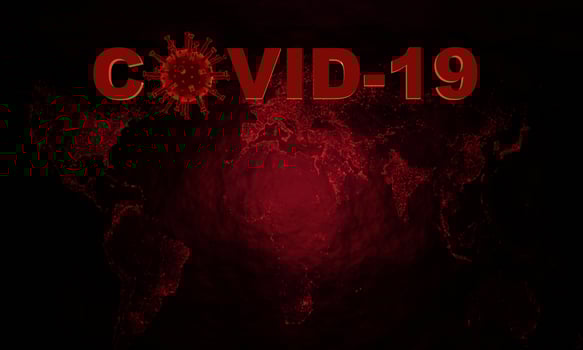 Coronavirus disease COVID-19 infection medical illustration. China pathogen respiratory influenza covid virus cells. New official name for Coronavirus disease named COVID-19. 3D Rendering. photo
