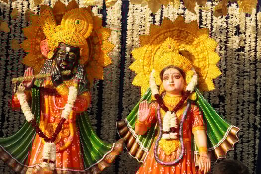 hindu god Radha Krishna statue with beautiful Background - God Krishna Radha Image photo