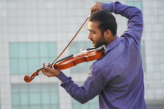 violin player images Music and musical tone concept. images of man musician photo