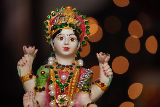 maa laxmi devi pooja image statue n diwali night photo