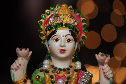 maa laxmi devi pooja image statue n diwali night photo