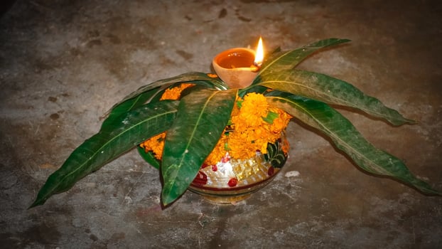 golden kalas hinduism culture image photo