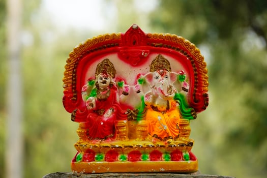 The Lord Ganesha and Goddess Laxmi - Hindu religion and Indian celebration of festival photo