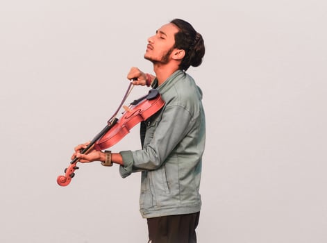 musician playing violin. Music and musical tone concept. images of man musician photo