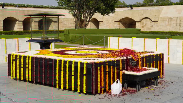 Raj Ghat is a memorial dedicated to Mahatma Gandhi in Delhi, photo
