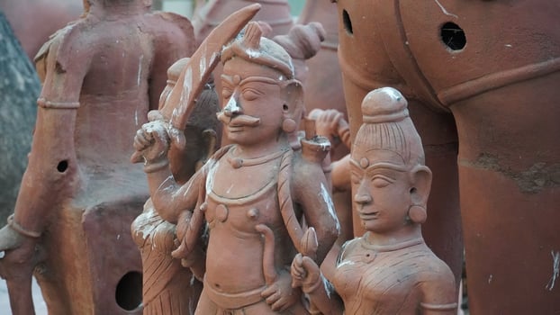 old historical statue of worriers photo
