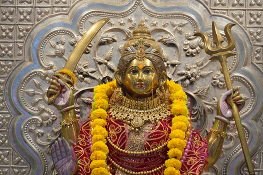 Mahagauri navratri mata statue in mandir photo
