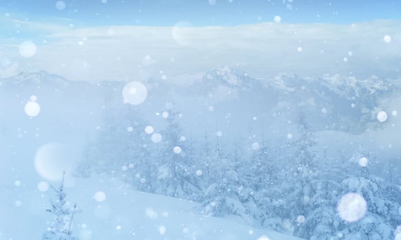 Mysterious winter landscape majestic mountains in the photo