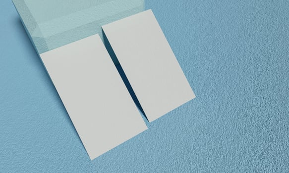 Double businesscard leaning on cube photo