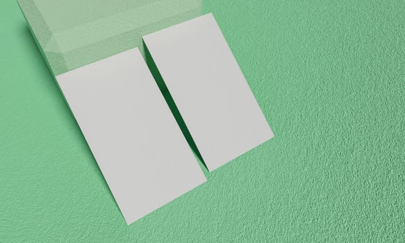 Double businesscard leaning on cube photo