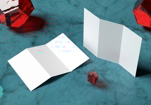 Trifold brochure mockup with jewlery background photo