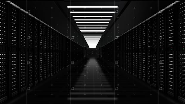 Digital data network servers in a server room of a data center or ISP with Electric circuit high speed data transfer photo