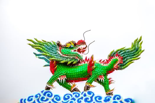 Colorful Chinese dragon-headed unicorn photo