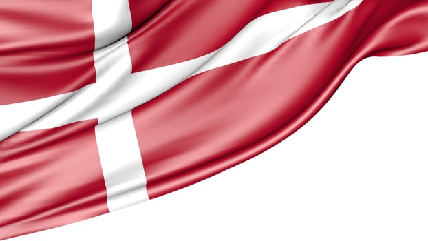 Denmark Flag Isolated on White Background, 3d Illustration photo