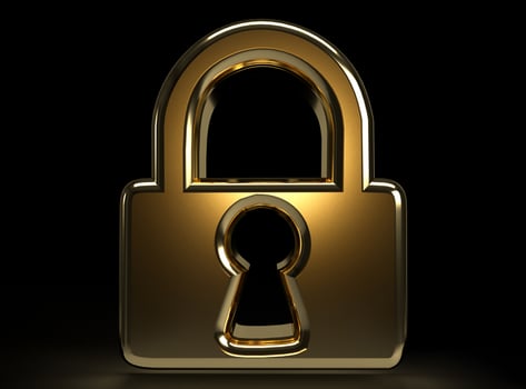 3d golden lock photo