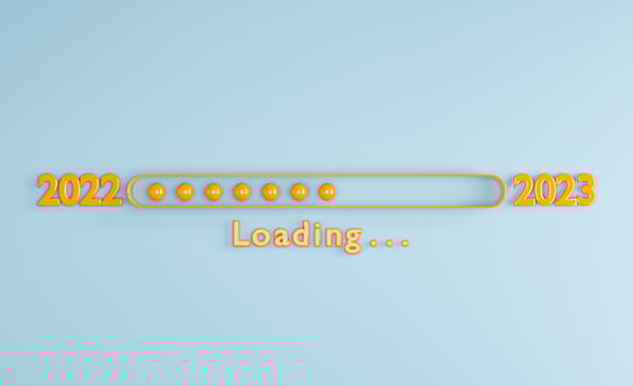 Loading technology icon bar for countdown and update progress of 2022 to 2023 for preparation happy new year concept by 3d render. photo