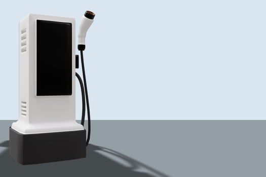 Robot cyber future futuristic humanoid Hi tech industry garage EV-car charger recharge refuel electric station vehicle transport transportation future Car customers for transport automotive automobile photo