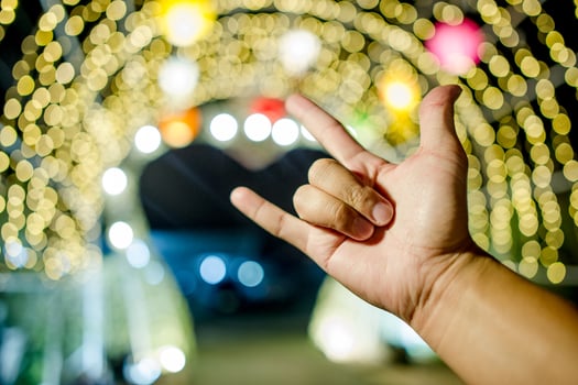 Hands and colorful lights On New Year's Day, Bokeh circle lights, background image with copy space. photo