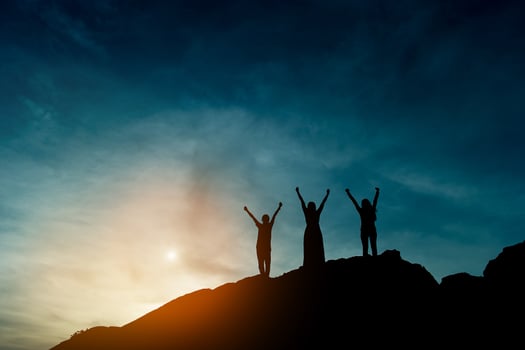 Silhouette of team leadership, teamwork and teamwork and delightful silhouette concepts photo