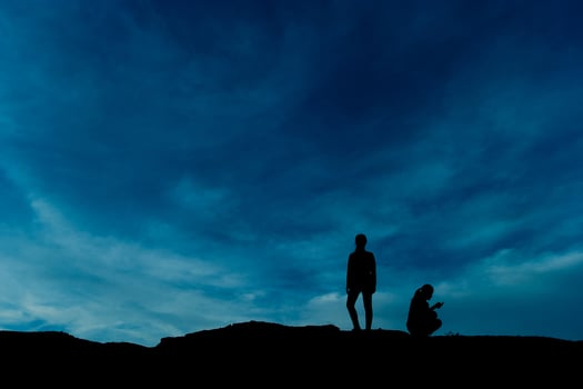 Silhouette of team leadership, teamwork and teamwork and delightful silhouette concepts photo