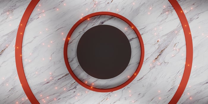 marble background and golden circle frame For pasting text and products 3D illustrations photo