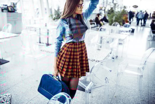 Woman hands holding a suitcase.Art processing and retouching pho photo