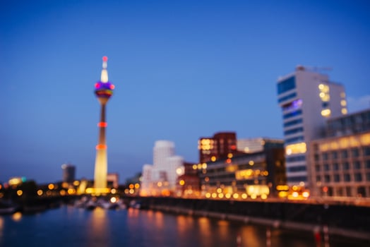 Night city landscape Dyusildorf. Media harbor. Germany.Natural b photo