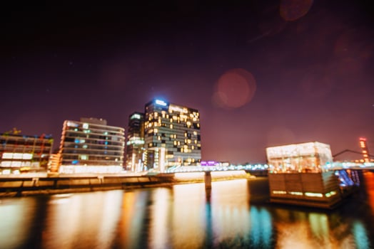 Night Dusseldorf.Germany.Natural blurred background. Soft light photo